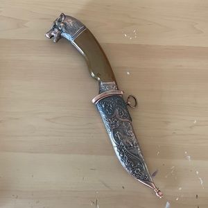 LARP steel dagger with wolf motif